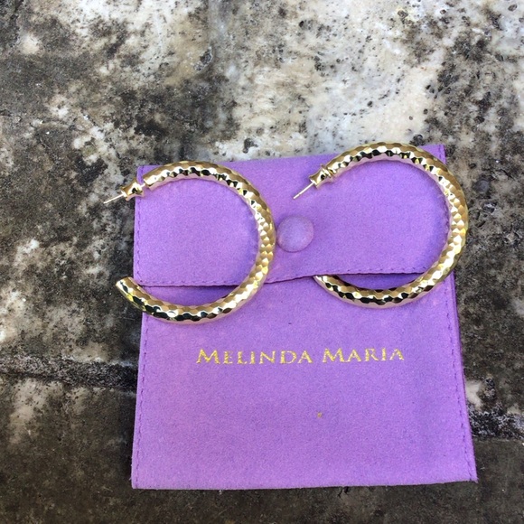 Melinda Maria Textured Gold TonednHoop Earrings - Picture 1 of 3